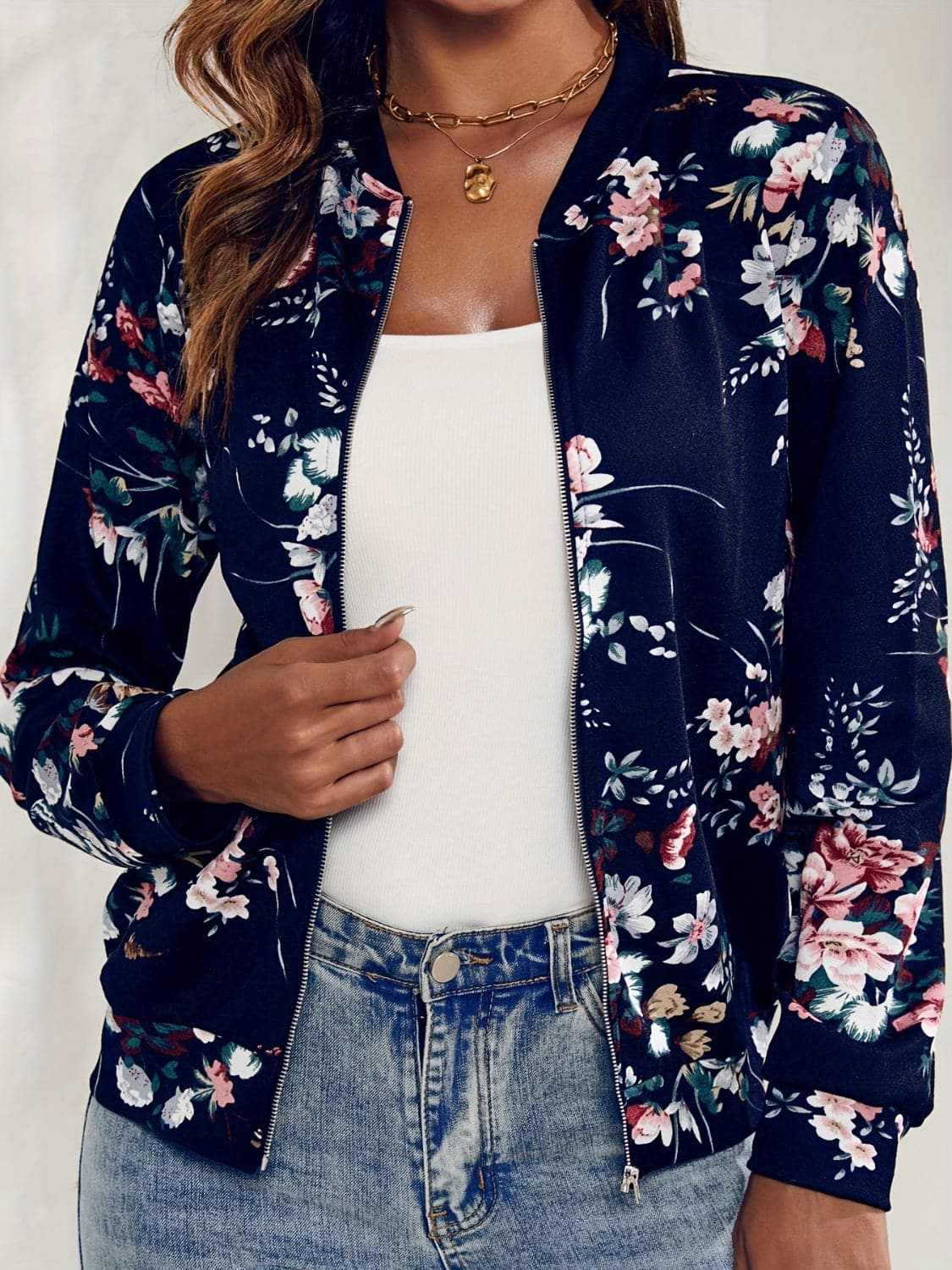 Stylish printed long sleeve jacket - Love Salve